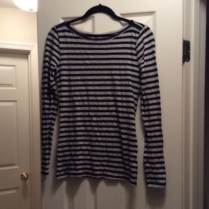 Jcrew gray and navy long sleeve top